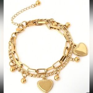 Gold Heart Charm Bracelet